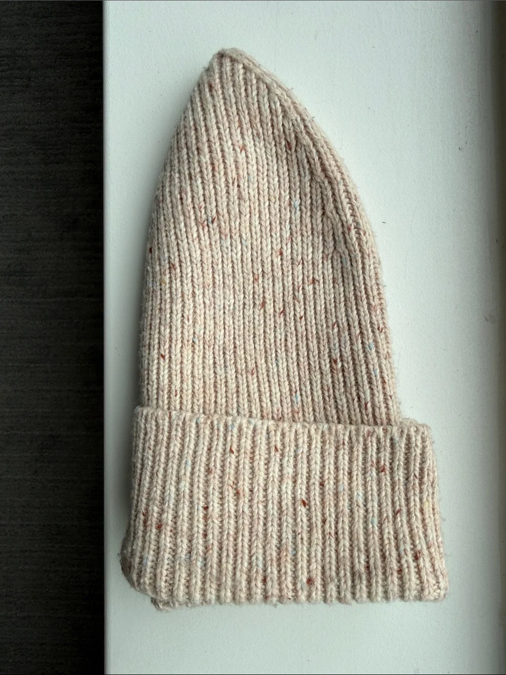 Athleta Ribbed Knit Beanie Hat - Black Marl & Oatmeal Marl